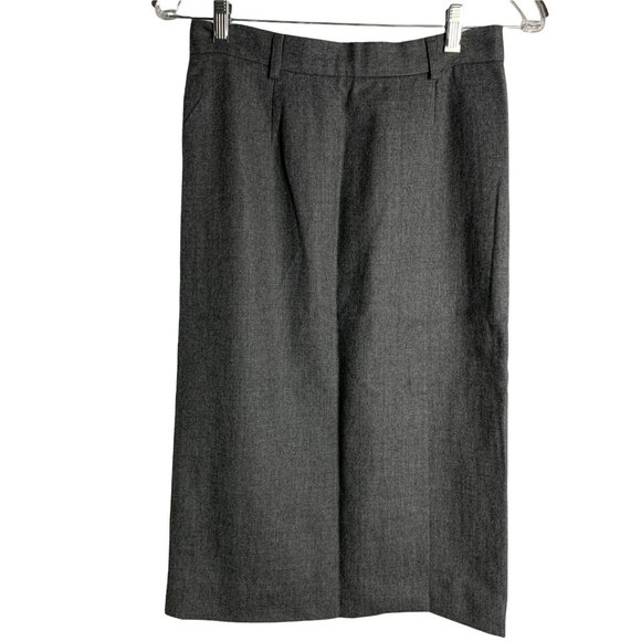 Vintage Wool Midi Pencil Skirt 10 Grey Lined Front Slit Button Zip Belt Loops - Picture 1 of 6
